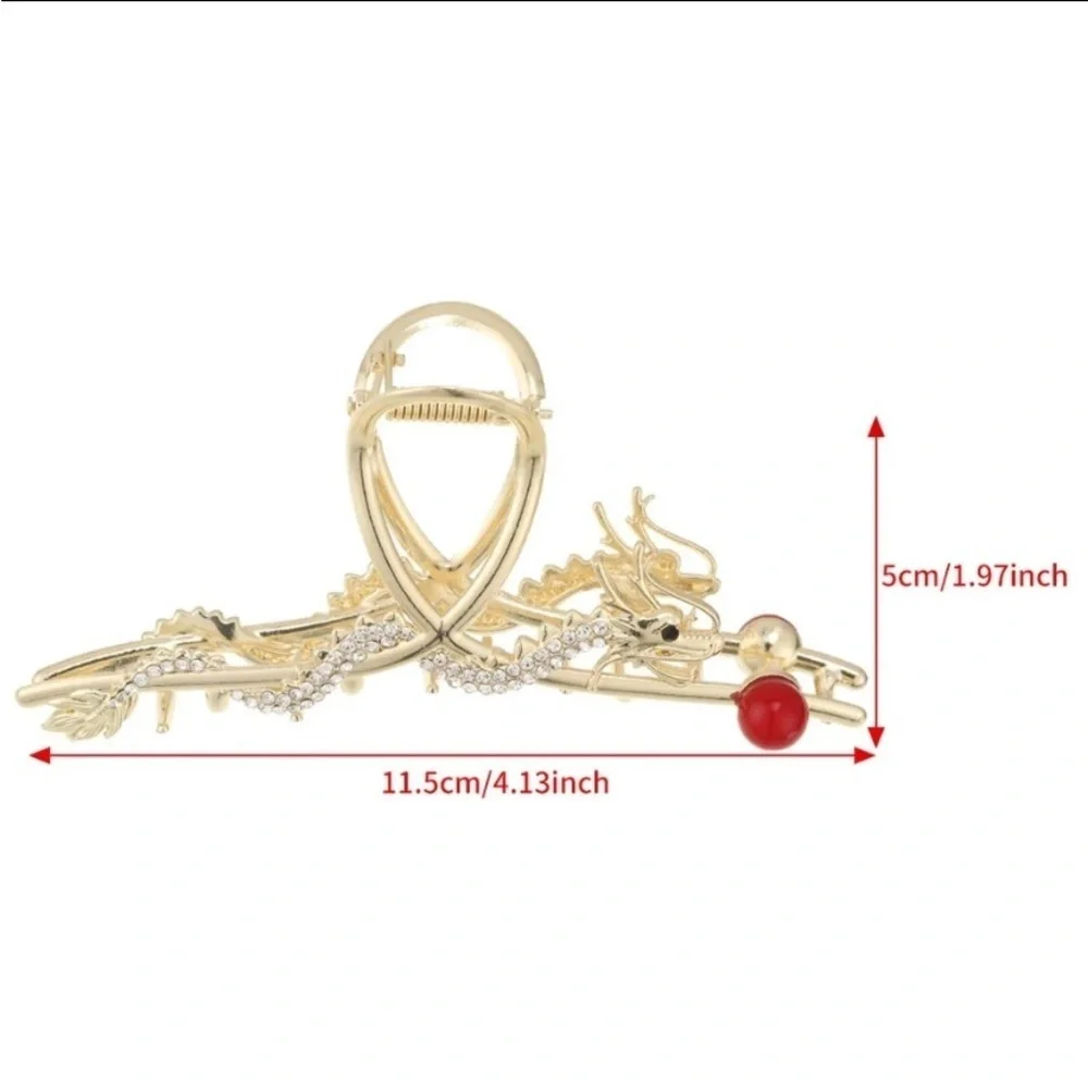 Gold Rhinestone Dragon Hair Claw Hair Accessory